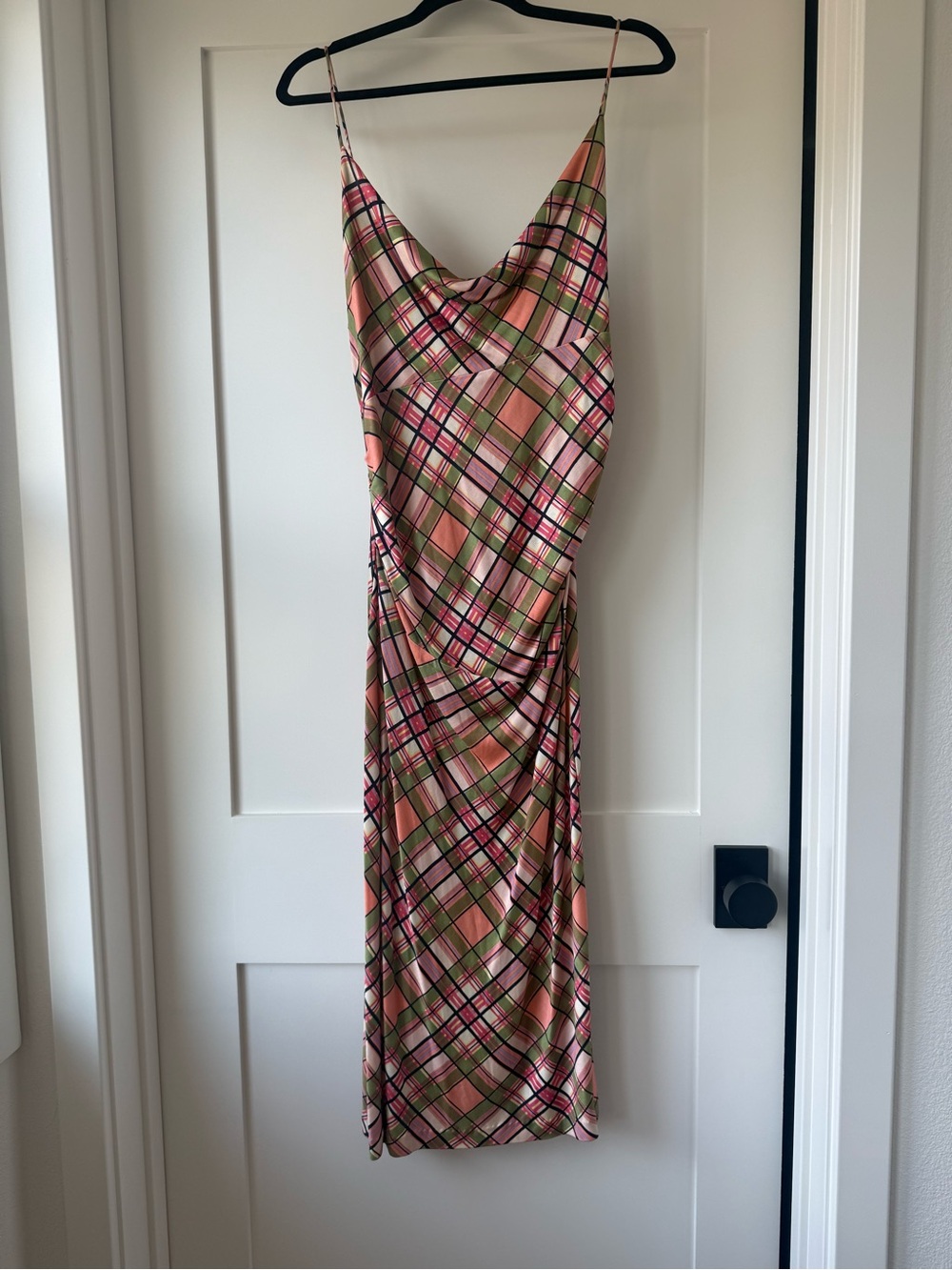 Diane Von Furstenberg Pink & Green Plaid Strapless Slip Dress - Vintage